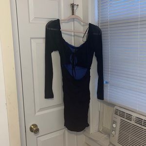 Mesh Cutout Bodycon Dress- Black & Blue Forever 21